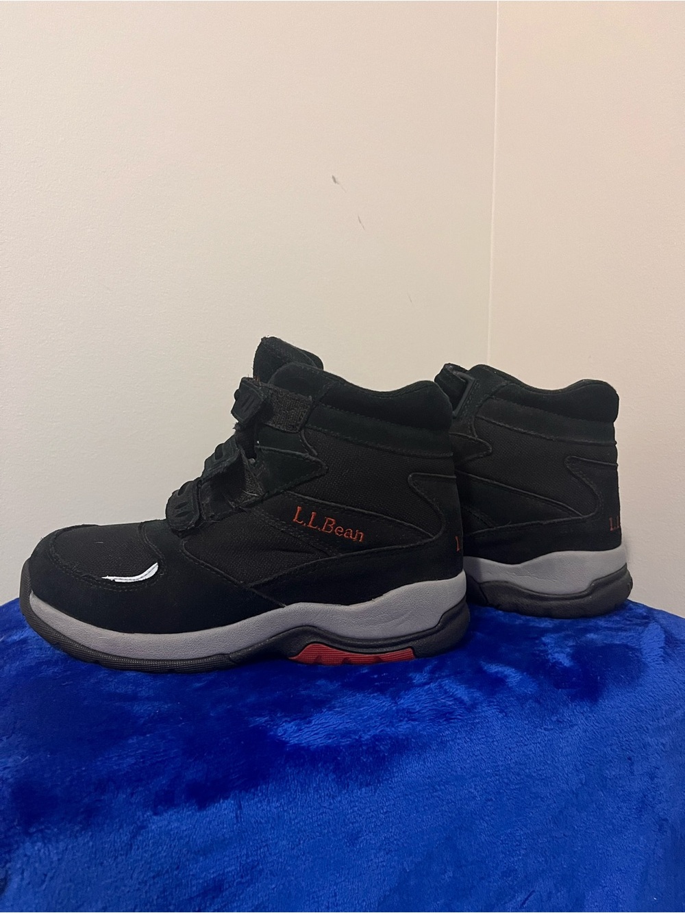 L.L. Bean Black and Gray Women's Winter Boots with Red Accent